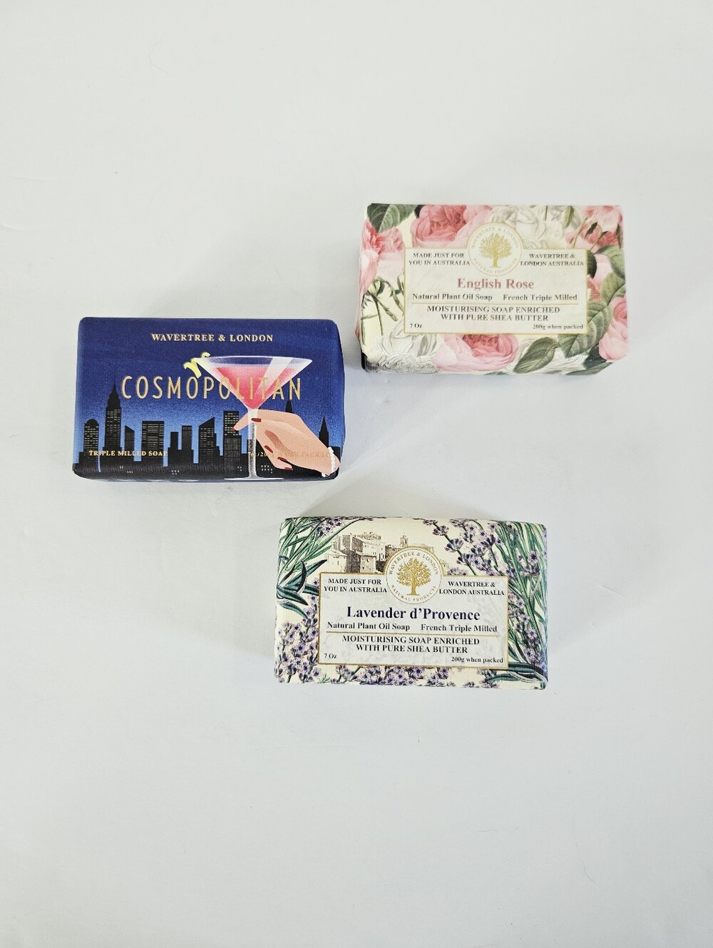 Wavertree & London Triple Milled Soap Bars Cosmopolitan English Rose Lavender